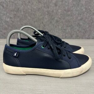 Joules Coast Pump Navy Blue Faux Leather Lace Up Sneakers Women US 7
